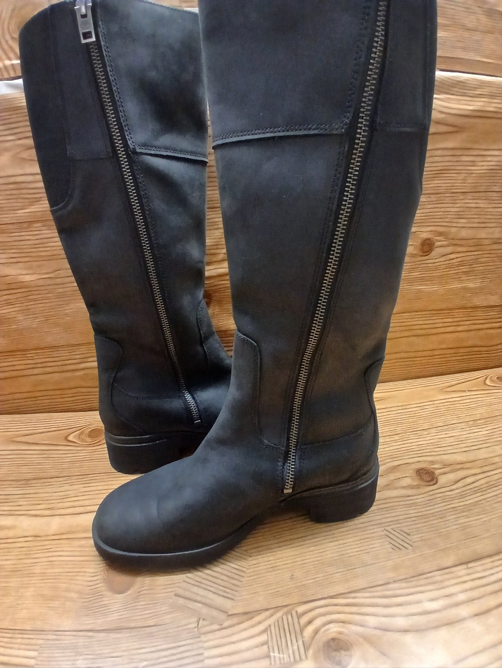 Timberland Premium 14" Black Nubuck Ankle Boot With Block Heel- Women's